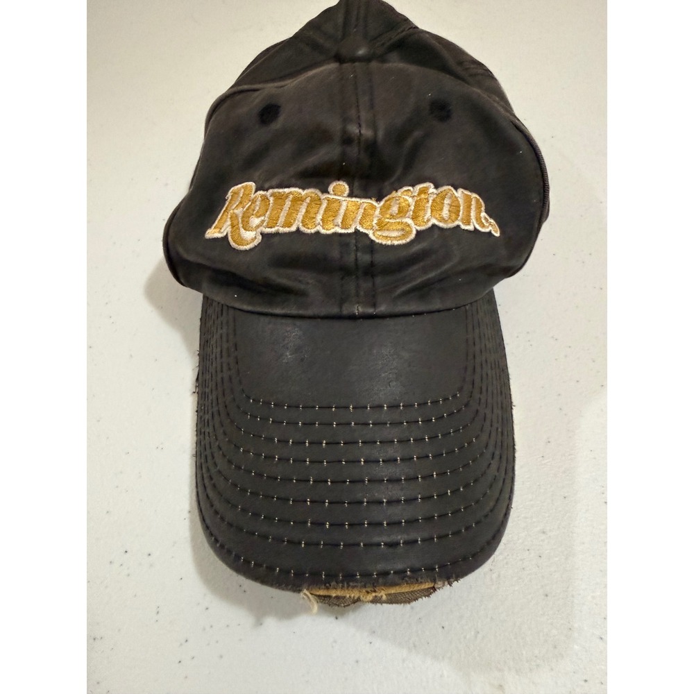 Remington Arms Distressed Black Adjustable Ball Cap Hat Est 1816 Logo